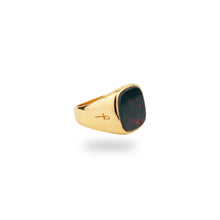 14K GOLD JAMESTOWN GREEN BLOODSTONE SQUARE STONE RING