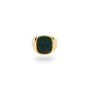 GOLD JAMESTOWN GREEN BLOODSTONE SQUARE STONE RING