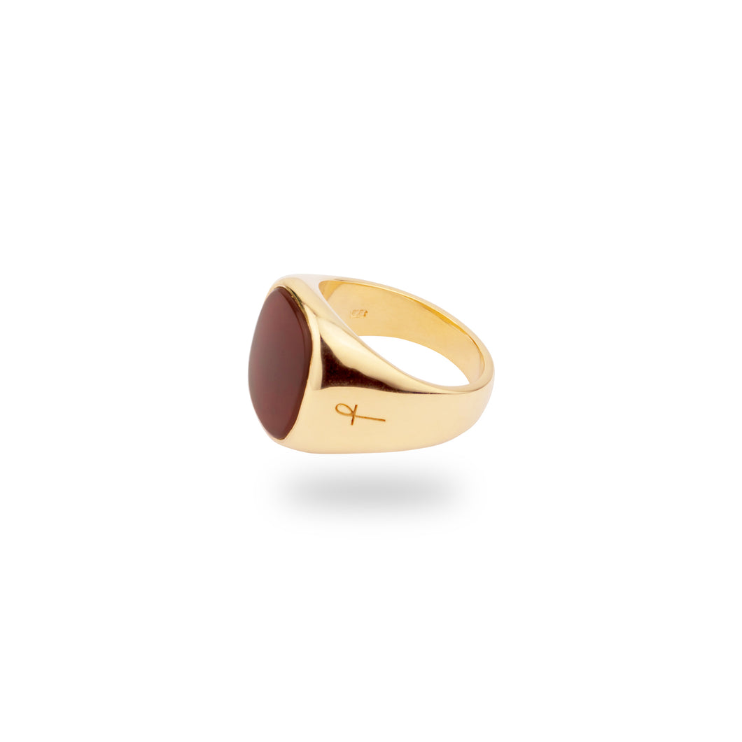 9K GOLD JAMESTOWN CARNELIAN SQUARE STONE RING