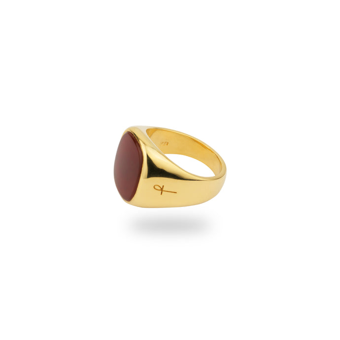 GOLD JAMESTOWN SQUARE CARNELIAN STONE RING