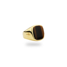 GOLD JAMESTOWN TIGER EYE SQUARE STONE RING