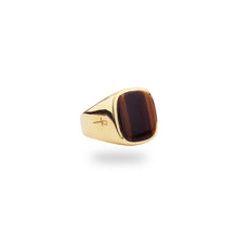 9K GOLD JAMESTOWN TIGER EYE SQUARE STONE RING