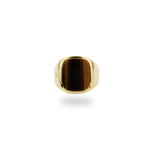 GOLD JAMESTOWN TIGER EYE SQUARE STONE RING