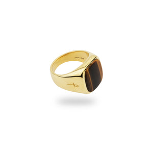 GOLD JAMESTOWN TIGER EYE SQUARE STONE RING