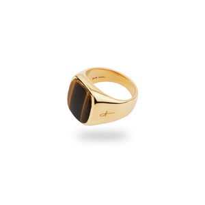 9K GOLD JAMESTOWN TIGER EYE SQUARE STONE RING