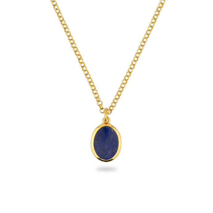GOLD JAMESTOWN LAPIS LAZULI OVAL STONE NECKLACE & PENDANT