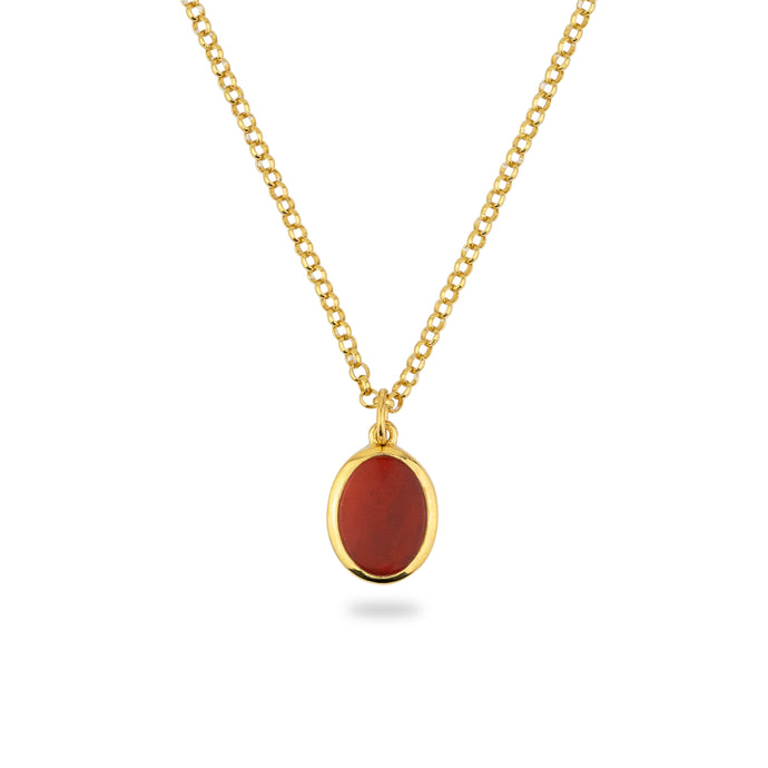 GOLD JAMESTOWN CARNELIAN OVAL STONE NECKLACE & PENDANT