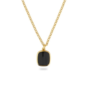 GOLD VERMEIL JAMESTOWN BLACK ONYX SQUARE STONE NECKLACE & PENDANT