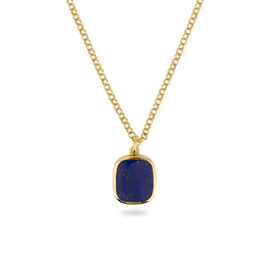 GOLD JAMESTOWN LAPIS LAZULI SQUARE STONE NECKLACE & PENDANT