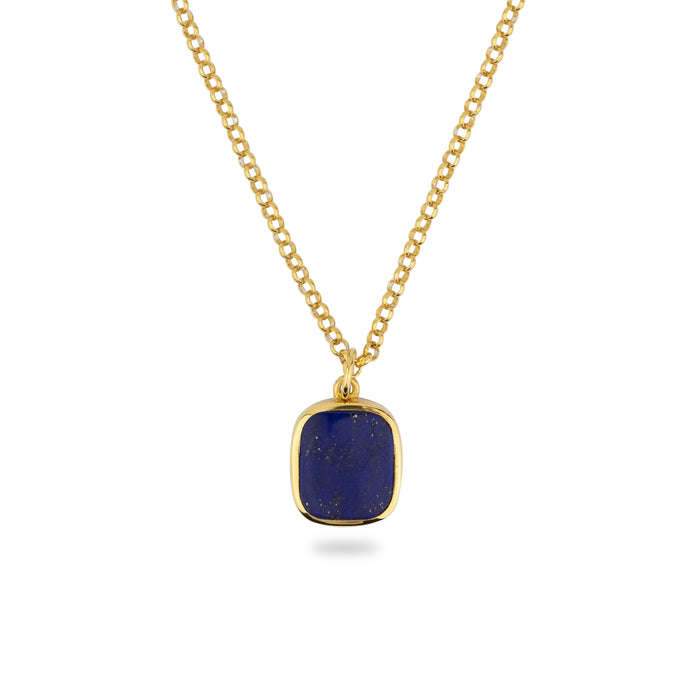 GOLD JAMESTOWN LAPIS LAZULI SQUARE STONE NECKLACE & PENDANT