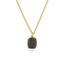 GOLD JAMESTOWN GREEN BLOODSTONE SQUARE STONE NECKLACE & PENDANT