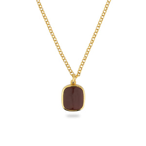 GOLD JAMESTOWN CARNELIAN SQUARE STONE NECKLACE & PENDANT