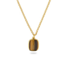 GOLD JAMESTOWN TIGER EYE SQUARE STONE NECKLACE & PENDANT