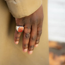 SILVER JAMESTOWN SQUARE STONE CARNELIAN RING
