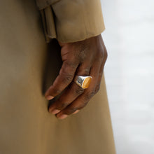 SILVER JAMESTOWN TIGER EYE SQUARE STONE RING