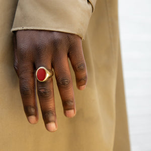 GOLD JAMESTOWN CARNELIAN OVAL STONE RING