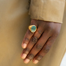 SILVER JAMESTOWN GREEN BLOODSTONE OVAL STONE RING