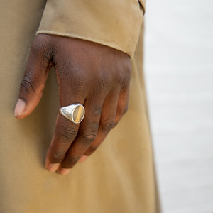 GOLD JAMESTOWN TIGER EYE OVAL STONE RING