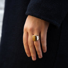SILVER JAMESTOWN TIGER EYE SQUARE STONE RING