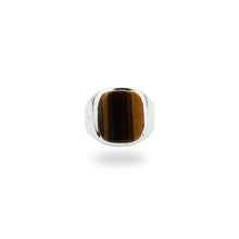 SILVER JAMESTOWN TIGER EYE SQUARE STONE RING