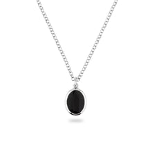 SILVER JAMESTOWN BLACK ONYX OVAL STONE PENDANT & NECKLACE