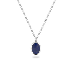 SILVER JAMESTOWN LAPIS LAZULI OVAL STONE NECKLACE & PENDANT