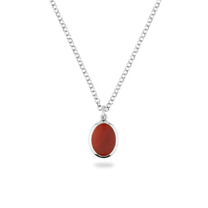 SILVER JAMESTOWN CARNELIAN OVAL STONE NECKLACE & PENDANT