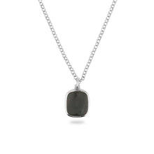 SILVER JAMESTOWN GREEN BLOODSTONE SQUARE STONE NECKLACE & PENDANT