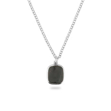 SILVER JAMESTOWN GREEN BLOODSTONE SQUARE STONE NECKLACE & PENDANT